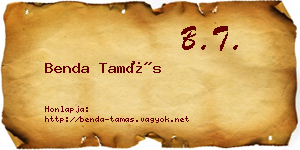 Benda Tamás névjegykártya
